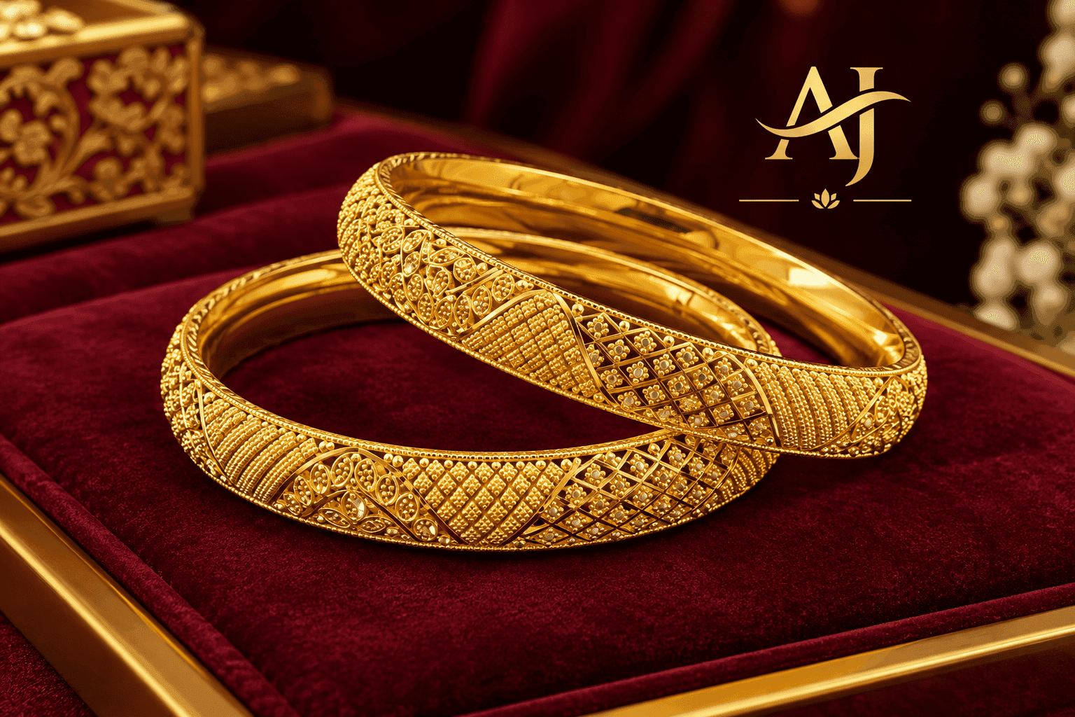 Nagas Textured Jaali Gold Bangle Pair