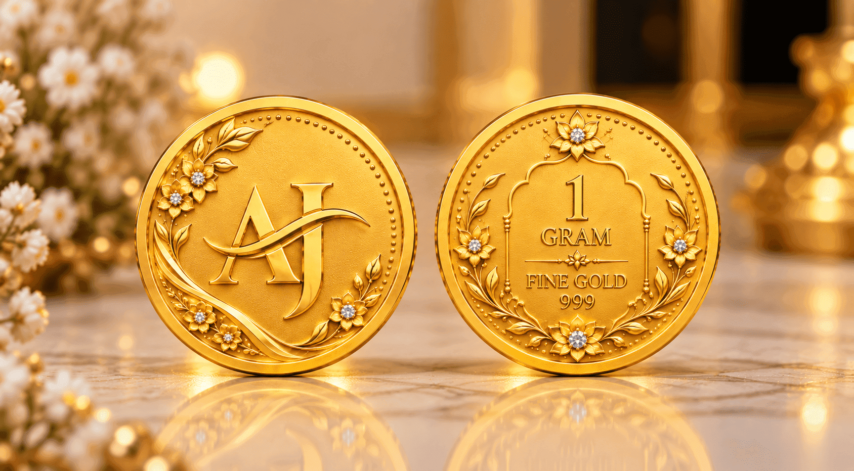 24K 999 Pure Gold Coin 1 Gram