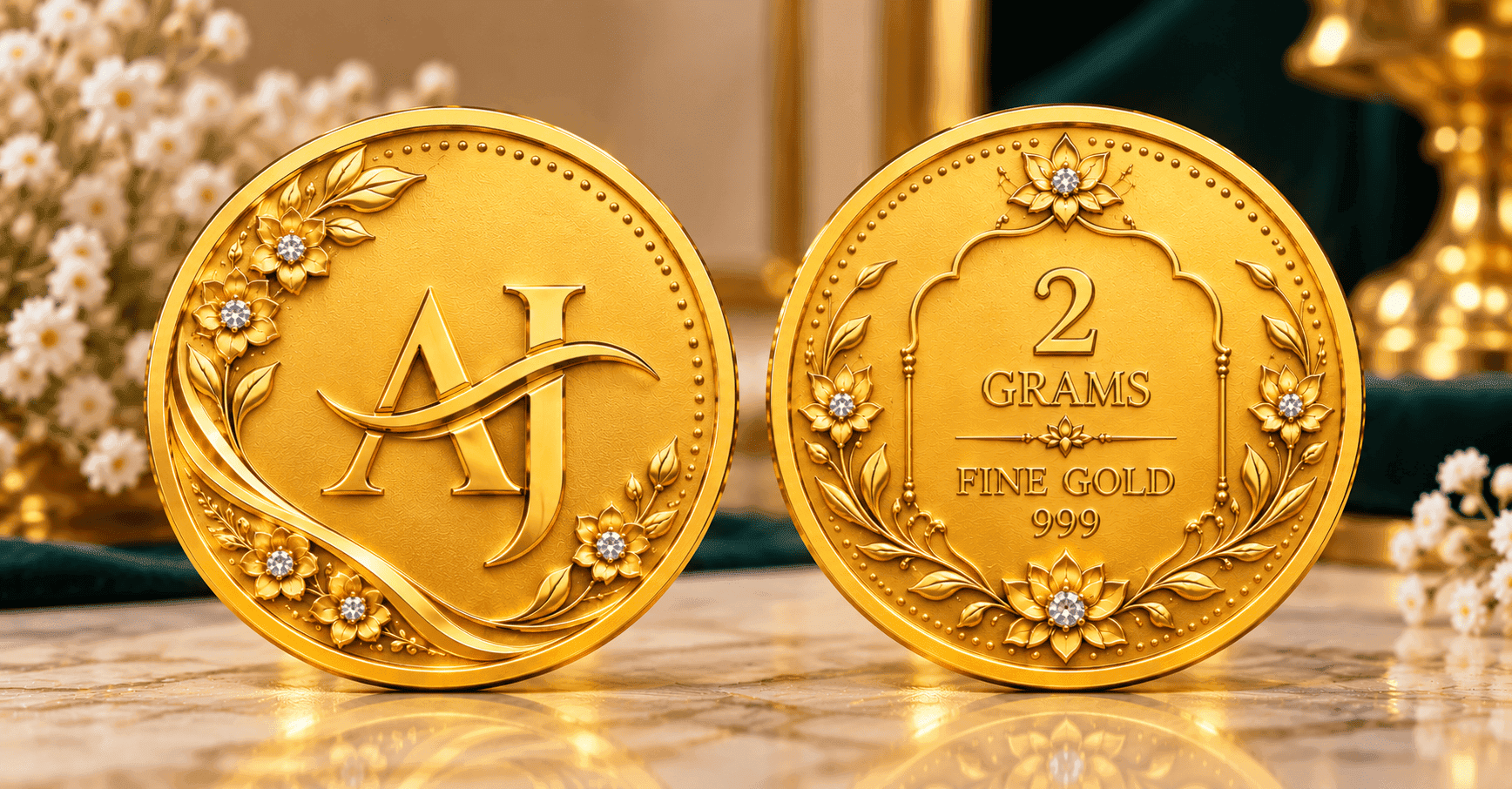 24K 999 Pure Gold Coin 2 Grams