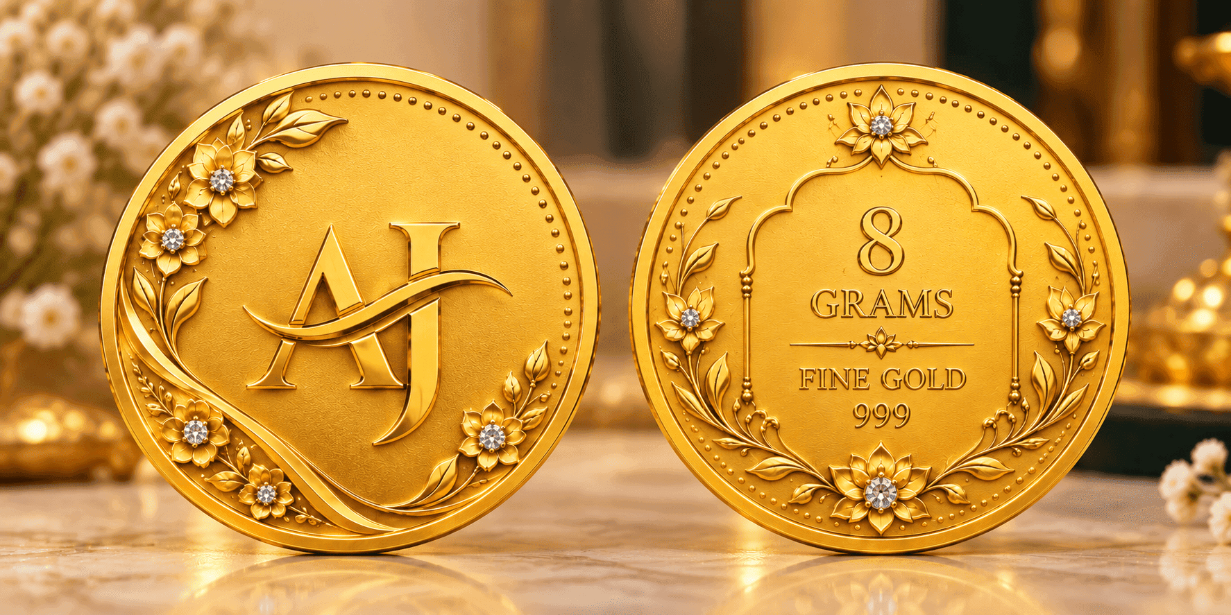 24K 999 Pure Gold Coin 8 Grams