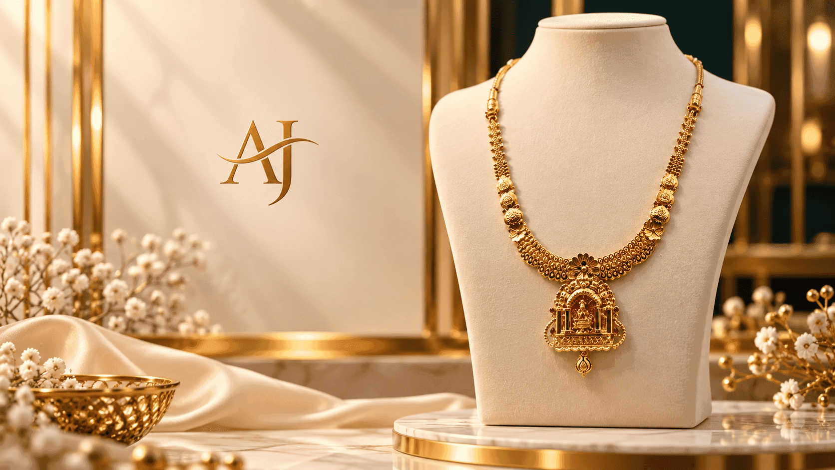 24K Gold-Plated 925 Silver Lord Venkateswara Temple Necklace