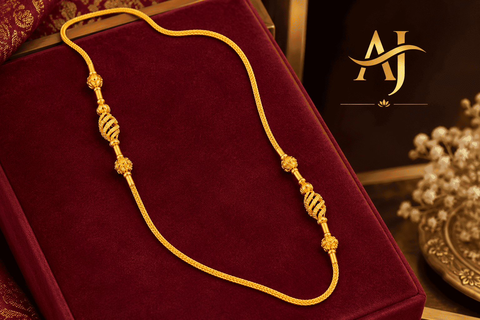 Twin Spiral Fluted Barrel Gold Saradu Chain